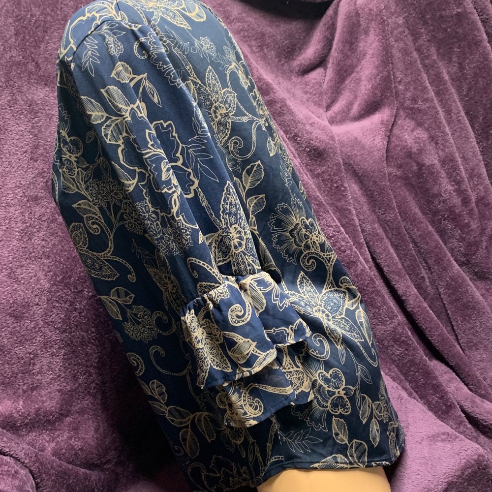 PerSeption Concept Navy Floral Blouse XL - Picture 7 of 14